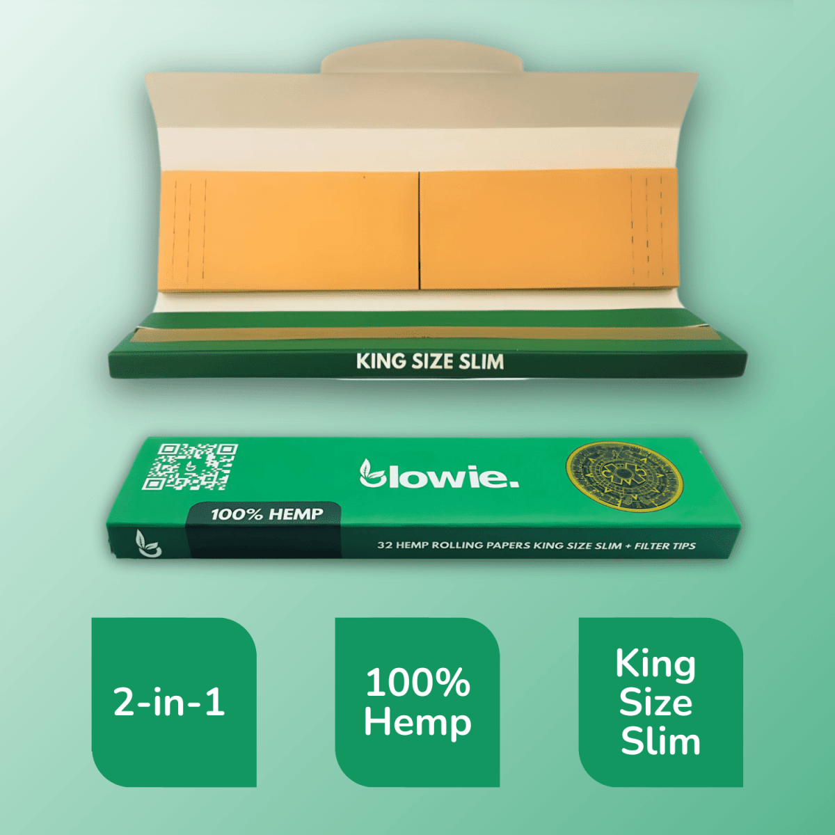 King Size Slim Hemp Rolling Papers + Filter Tips - Blowie